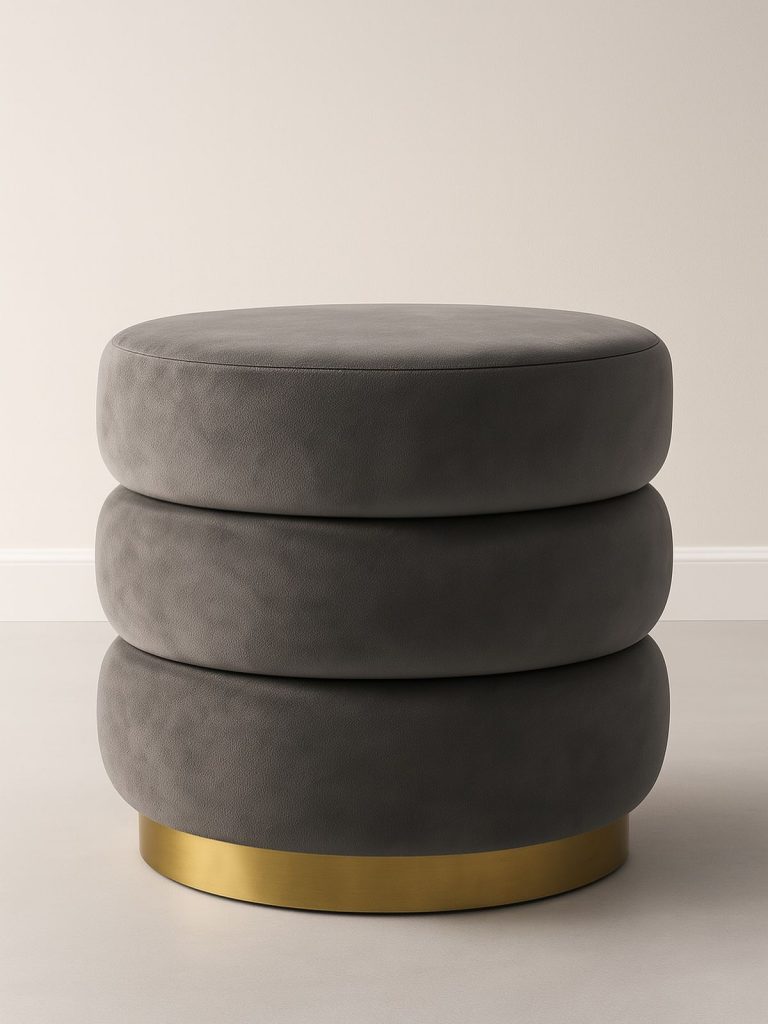 Velvet Round Ottoman Stool