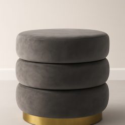 Velvet Round Ottoman Stool