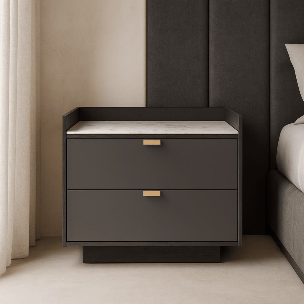Marble-Top Bedside Table